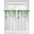 thumbnail image 1 of Eucalyptus Leaves Kitchen Curtains 54 Inches Length, Spring Summer Botanical Window Treatment Curtain Drapes, Watercolor Thermal Insulated Drapes for Basement Hotel RV, 42"x54", 2 Panels, 1 of 6
