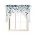 thumbnail image 1 of Eucalyptus Leaves Kitchen Curtains Swag Valance for Windows/Bathroom/Cafe, Purple Green Botanical Vines Floral Rod Pocket Drape Panel Swag Curtain Valance for Bedroom/Living Room 55''x36'', 1 of 6