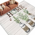 thumbnail image 1 of Eucalyptus Leaves Large Area Rugs for Bedroom Living Room, Soft Non Slip Carpet Bedside Rug, Farmhouse Botanical Plants Wooden Grain Rectangular Floor Cover Kitchen Accent Rug 5'x8' for Office, 1 of 9