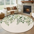 thumbnail image 1 of Eucalyptus Leaves Large Round Rug 8 FT, Non Slip Living Room Area Carpet, Sage Green Spring Botanical Rustic Washable Soft Circle Rug Non-Shedding Floor Carpet for Bedroom Office Dining Room, 1 of 9