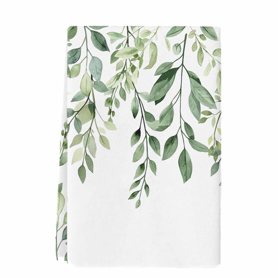 Eucalyptus Leaves Microfiber Kitchen Towel, Sage Green Spring Summer Botanical Soft Absorbent Dish Towels, Quick Drying Washable Dishcloths for Kitchen Cleaning, Drying Dishes, 18x28 Inches