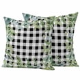 thumbnail image 1 of Eucalyptus Leaves Outdoor Waterproof Pillow Covers, Summer Botanical Black Checked Decorative Square Throw Pillowcase Sofa Cushion Sham for Patio/Couch/Chair, 16"x16" 2 Pack, 1 of 8