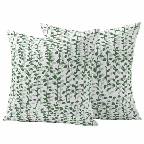 Eucalyptus Leaves Pillow Covers 2 Pack Spring Pastoral Vintage Green Leaf Pillowcase Waterproof Outdoor Throw Pillow Cover for Patio Garden Square Cushion 24”x24”