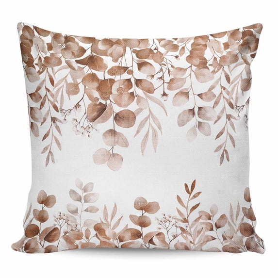 Eucalyptus Leaves Pillow Covers 24x24 Inch Decorative Throw Pillow Cover, Grey Pink Summer Botanical Sofa Pillowcases Accent Cushion Case Home Decor Bedroom Living Room