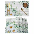 thumbnail image 1 of Eucalyptus Leaves Placemats Set of 4, Daisy Spring Floral Botanical Wooden Placemats for Dining Table, Place Mats for Kitchen Tabletop, Waterproof Wipeable Dining Table Mats Set, 1 of 9