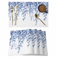 thumbnail image 1 of Eucalyptus Leaves Placemats Set of 4, Navy Blue Summer Botanical Weeping Placemats for Dining Table, Place Mats for Kitchen Tabletop, Waterproof Wipeable Dining Table Mats Set, 1 of 9