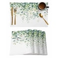 thumbnail image 1 of Eucalyptus Leaves Placemats Set of 6, Spring Summer Watercolor Botanical Placemats for Dining Table, Place Mats for Kitchen Tabletop, Waterproof Wipeable Dining Table Mats Set, 1 of 9