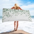 thumbnail image 1 of Eucalyptus Leaves Plant Green White Outdoor Sports Swimming Bath Towel Quick-Drying Microfiber Printed Towel, 1 of 4