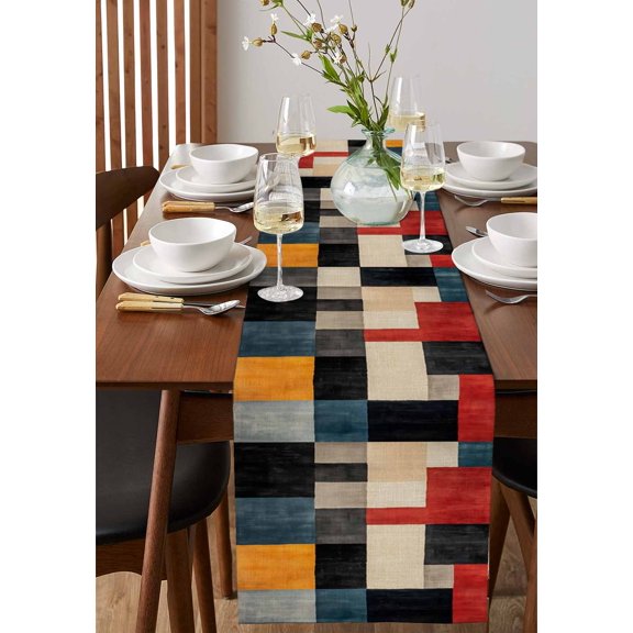 Eucalyptus Leaves Plant Table Runner 13x72in Non-Slip Cotton Linen Table Runners, Spring Summer Leaf Dresser Scarves TableRunner for Dinner Kitchen Dining Wedding Party