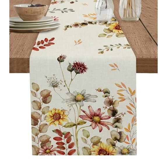 Eucalyptus Leaves Plant Table Runner Home Wedding Table Flag Mat Table Centerpieces Decoration Party Dining Long Tablecloth