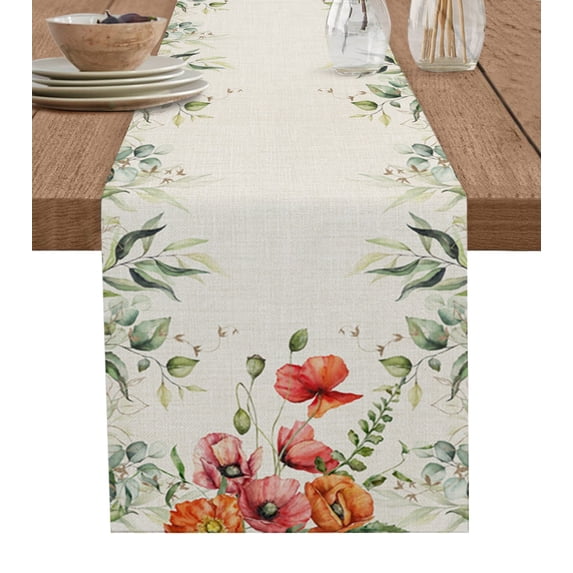 Eucalyptus Leaves Plant Table Runner Home Wedding Table Flag Mat Table Centerpieces Decoration Party Dining Long Tablecloth