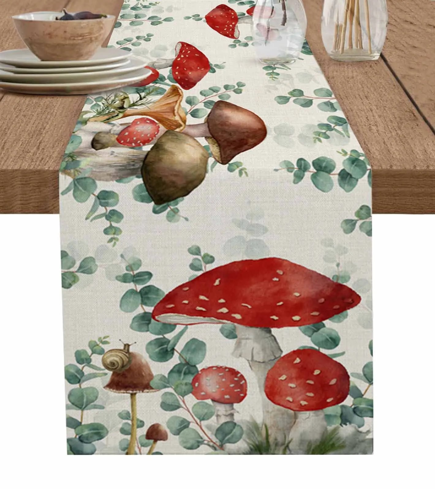 Eucalyptus Leaves Plant Table Runner Home Wedding Table Flag Mat Table