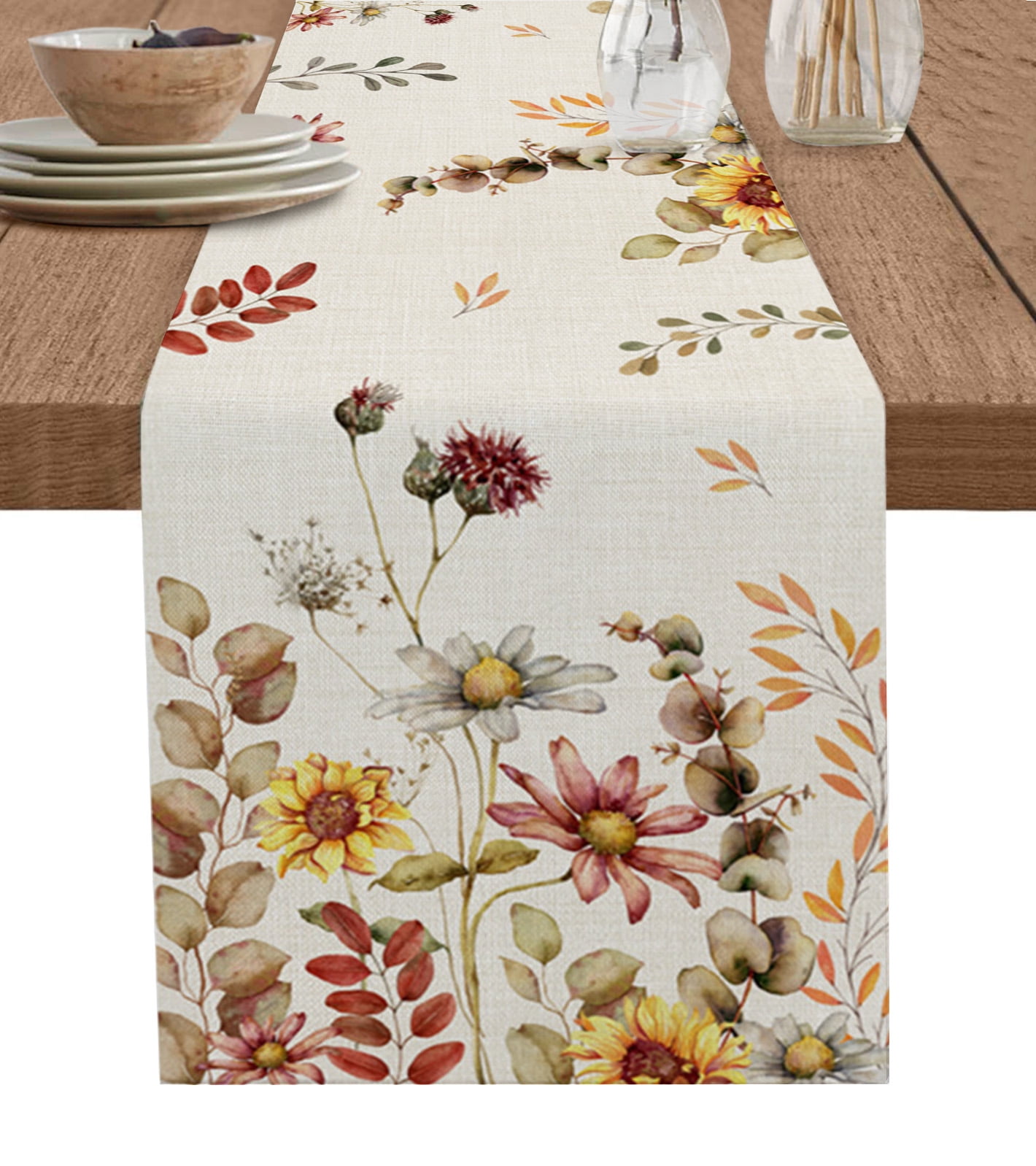 Eucalyptus Leaves Plant Table Runner Home Wedding Table Flag Mat Table