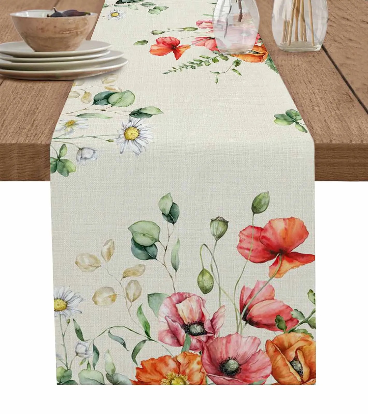 Eucalyptus Leaves Plant Table Runner Home Wedding Table Flag Mat Table