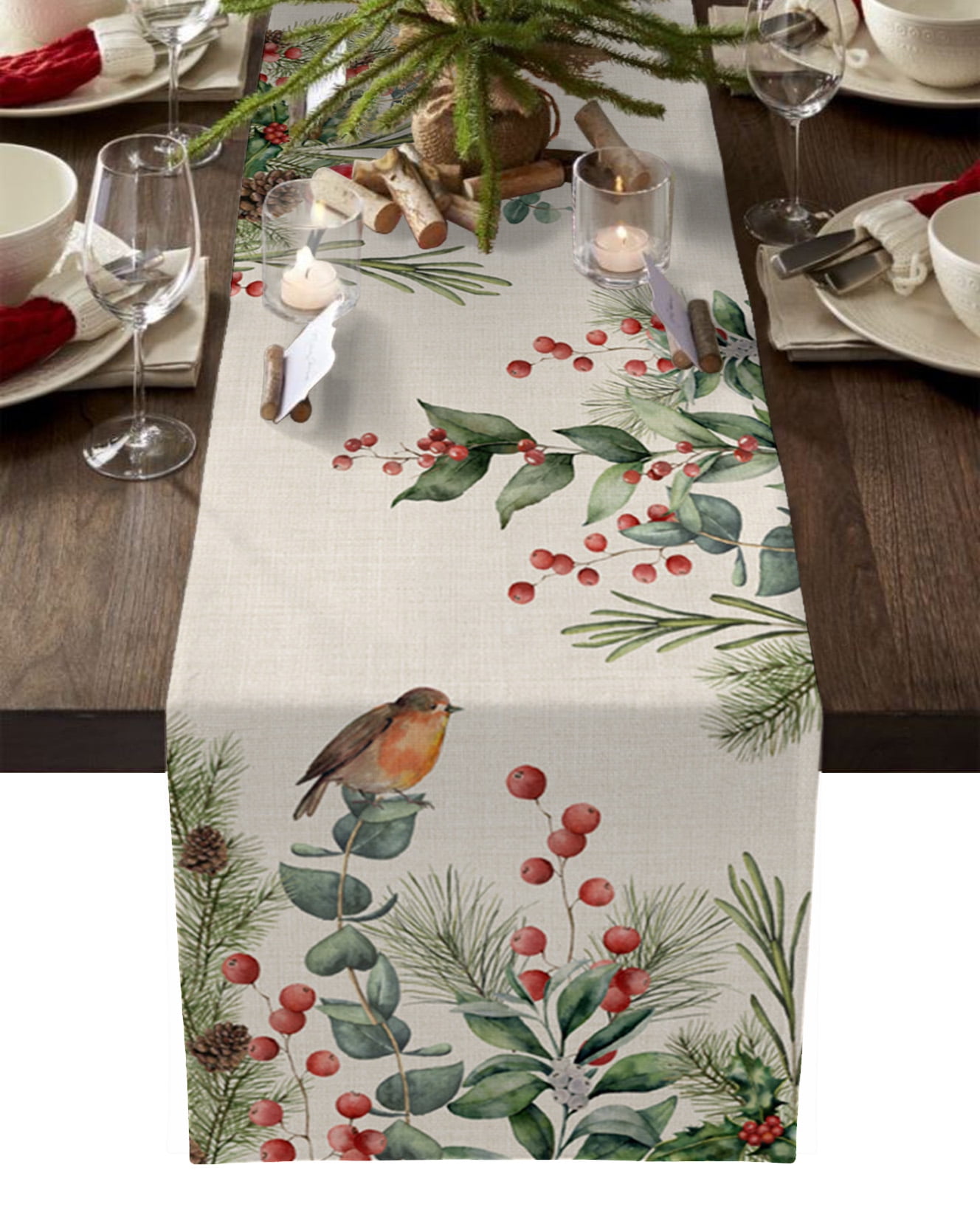 Eucalyptus Leaves Plant Table Runner Home Wedding Table Flag Mat Table