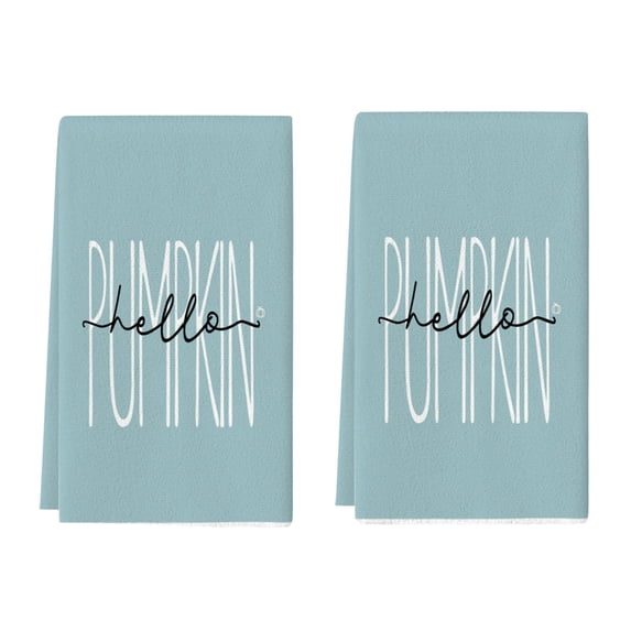 Eucalyptus Leaves Pumpkin Fall Kitchen Towels Dish Towels, 16 X 24 Inch Farmhouse Give Thanks Decoration A