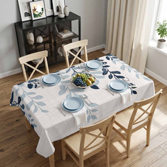 Eucalyptus Leaves Rectangle Tablecloth 52x70 Inch Nature Plant Leaf Branch Waterproof Polyester Tablecloth for Dining Table, Washable Table Cover for Kitchen Dining Room Wedding,Stain Resistant
