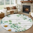 thumbnail image 1 of Eucalyptus Leaves Round Area Rug 7Ft Washable Circle Rugs for Dorm Laundry Room, Daisy Spring Floral Botanical Wooden Non-Slip Carpet Floor Mats Indoor Outdoor Carpet Runner Aesthetic Home Decor, 1 of 8