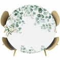 thumbnail image 1 of Eucalyptus Leaves Round Fitted Table Cover Vines Branch Plants Watercolor Waterproof Table Cloth with Elastic Edge Wipeable Tablecloth for Picnic Camping Party Fits 55"-60" Diameter, 1 of 8