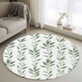 thumbnail image 1 of Eucalyptus Leaves Round Living Room Rugs 4 ft, Spring Summer Watercolor Green Leaf Washable Area Rug with Non-Slip Sturdy Edge Binding Round Carpet for Entryway Kitchen Bedroom Bathroom, 1 of 9