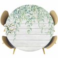 thumbnail image 1 of Eucalyptus Leaves Round Tablecloth, Fitted Table Cover with Elastic for 36"-44" Round Tables, Sage Green Summer Botanical Weeping Wooden Table Cloth Outdoor Dinning Party Waterproof Tablecloths, 1 of 7