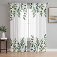 thumbnail image 1 of Eucalyptus Leaves Semi Sheer Curtains 108 Inch Length 2 Panels Set,Spring Pastoral Botanical Leaf Watercolor Sheer Kitchen Curtain Privacy Window Curtain for Living Room Bedroom Rod Pocket Drapes, 1 of 7