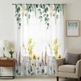thumbnail image 1 of Eucalyptus Leaves Sheer Curtains 45 Inches Long, Spring Country Botanical Flowers Floral Light Filering Curtains, Breathable Simi Curtain Privacy Drapes for Kitchen Bathroom Small Window Treatment, 1 of 9