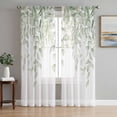 thumbnail image 1 of Eucalyptus Leaves Sheer Curtains 96 Inch Length 2 Panels Set Window Treatments, Summer Country Leaves Natural Plants Rod Pocket Semi Curtains for Living Room/Bedroom/Kitchen Décor, 104"W x 96"L, 1 of 7