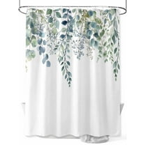 Eucalyptus Leaves Shower Curtain, Green Plants Farmhouse Waterproof Shower Curtain Set with 12 Hooks Lightweight Washable Fabric Shower Curtains for Bathroom 36x72 Inches