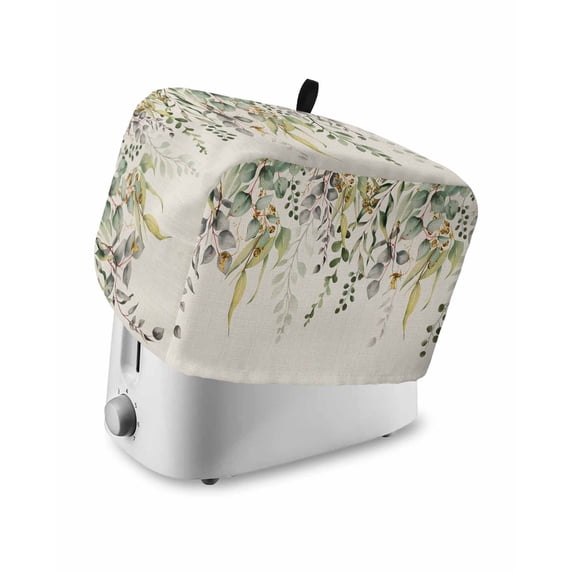 Eucalyptus Leaves Small Toaster Cover 2 Slice, Kitchen Appliance Covers, Green Summer Botanical Rustic Toaster Oven Cover with Loop, Bread Machine Cover Polyester Dust Cover Protection