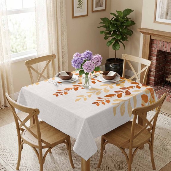 Eucalyptus Leaves Square Tablecloth 54x54 Inch Nature Plant Branch Waterproof Polyester Tablecloth for Dining Table, Washable Table Cover for Kitchen Dining Room Wedding Decoration,Stain Resistant