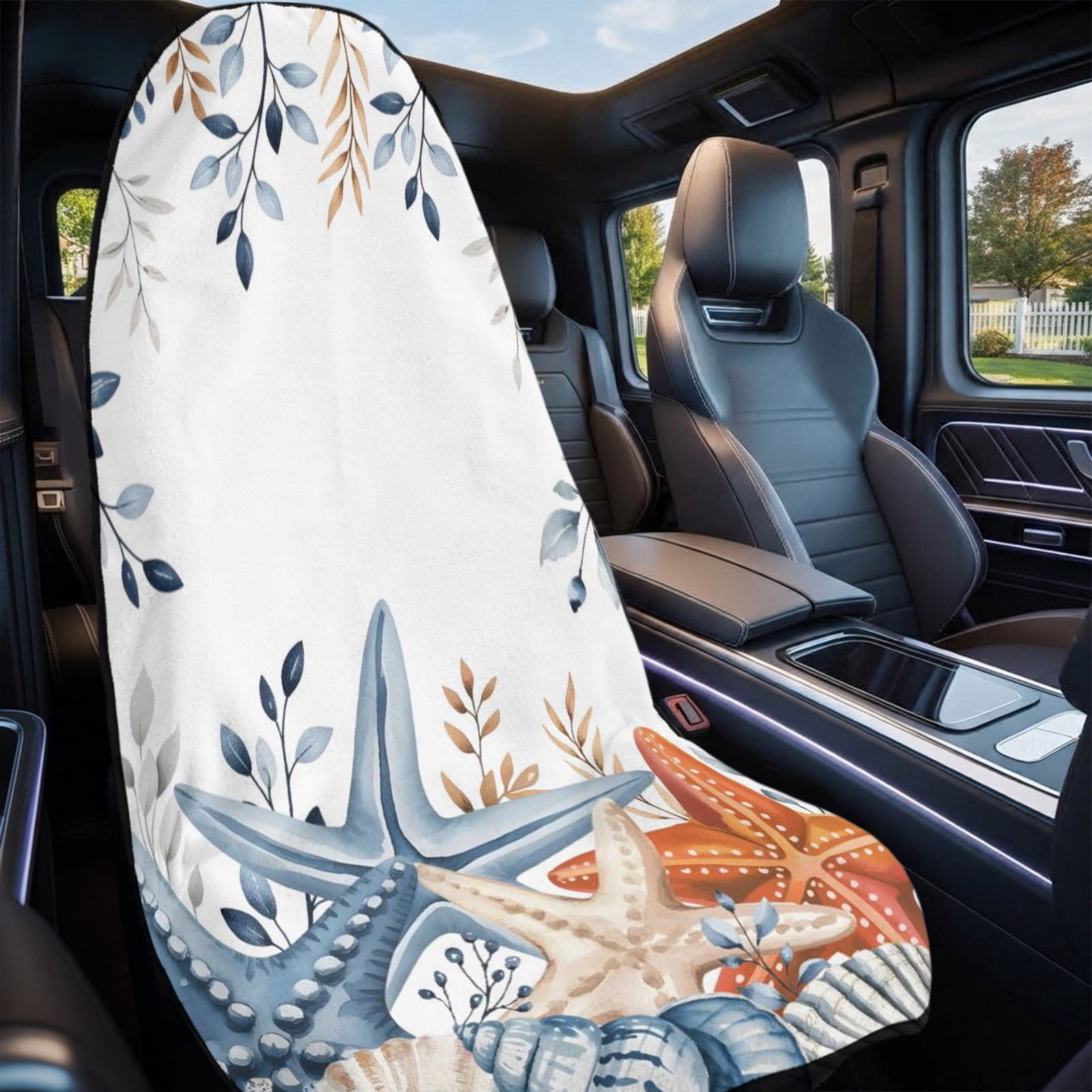 Eucalyptus Leaves Starfish Car Seat Cover Towel 1 Pack, Shells Plants ...