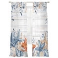 thumbnail image 1 of Eucalyptus Leaves Starfish Sheer Curtains 108 Inch Long 2 Panels, Shells Summer Ocean Wood Grain Light Filtering Rod Pocket Curtains, Sheer Voile Drapes for Living Room Bedroom, 52"x108", 1 of 8