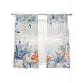 thumbnail image 1 of Eucalyptus Leaves Starfish Sheer Curtains 63 Inch Long 2 Panels, Shells Summer Ocean Vintage Light Filtering Rod Pocket Curtains, Sheer Voile Drapes for Living Room Bedroom, 52"x63", 1 of 8