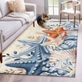 thumbnail image 1 of Eucalyptus Leaves Starfish Washable Area Rugs 4'x6', Shells Plants Summer Ocean Retro Low Pile Throw Living Room Rug Non-Slip Sturdy Edge Binding Carpet for Indoor Entryway Bedside Kitchen, 1 of 9