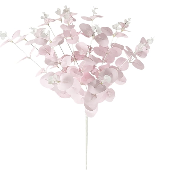Eucalyptus Leaves Stems Bulk Artificial Leaves Picks Dried Eucalyptus Bundle Faux Spray for Wedding Table Centerpiece Vase Decor Home Bouquet Floral Arrangement, 1Pc, Multicolor(Pink,18.9x2")