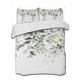 thumbnail image 1 of Eucalyptus Leaves Summer Quilt Set Twin Size, Soft Microfiber Quilted Bedding Set with 2 Pillow Shams, Watercolor Weeping Teal Botanical Lightweight All Season Bedspread Coverlet for Bedroom 68"x86", 1 of 6