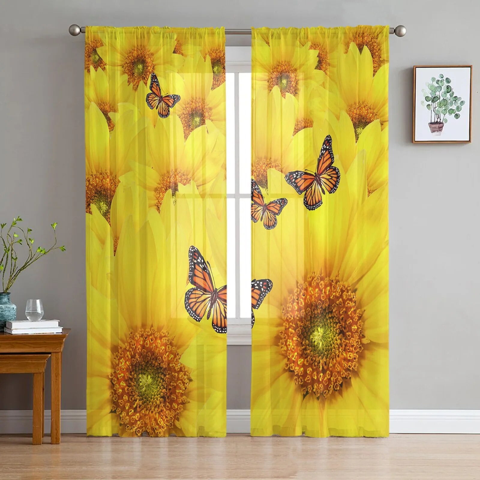 Sheer Sunflower Curtains - 97yvcpl