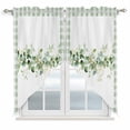 thumbnail image 1 of Eucalyptus Leaves Swag Curtains for Kitchen/Bedroom/Living Room, Sage Green Plaid Watercolor Scalloped Curtains 63 Inch Long, Rod Pocket Window Swag Topper Curtains Valances 2 Panels Set 36"x63", 1 of 8