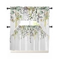 thumbnail image 1 of Eucalyptus Leaves Swag Curtains for Living Room/Bedroom Windows, Summer Botanical Green Watercolor Kitchen Curtains and Valances Set 36 Inch Length, Light Filtering Swags Valance Curtain Panels, 1 of 5