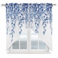 thumbnail image 1 of Eucalyptus Leaves Swag Valances for Windows 2 Pack, Kitchen Window Curtains 36 Inch Length, Navy Blue Summer Botanical Weeping Privacy Swag Curtains for Living Room/Bathroom with Rod Pocket 36"x36", 1 of 8