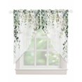 thumbnail image 1 of Eucalyptus Leaves Swag Valances for Windows, Spring Sage Green Summer Botanical Rod Pocket Sheer Valances for Large Windows, Swag Toppers Light Filtering for Kitchen Living Room 2 Panels 36''x63'', 1 of 6