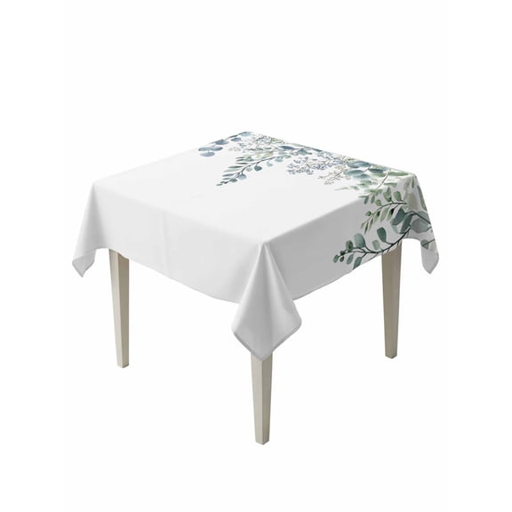 Eucalyptus Leaves Table Cloth 60x60 Inch Square, Green Plants Farmhouse Waterproof Tablecloth Washable Table Cover for Party Picnic Dinner Decor