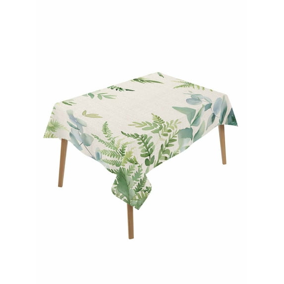 Eucalyptus Leaves Table Cloth, Rustic Sage Green Botanical Burlap Waterproof Tablecloth for Rectangle Tables, Reusable Washable Fabric Table Cover for Restaurant Kitchen Dining Tables 60"x84"