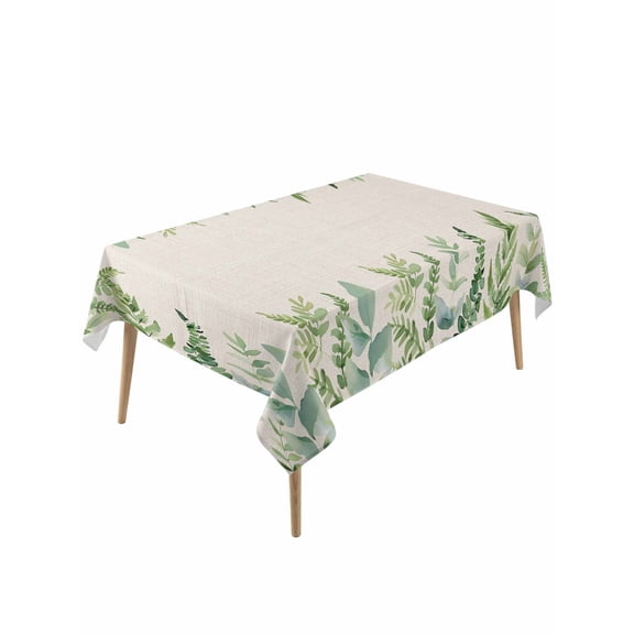 Eucalyptus Leaves Table Cloth, Rustic Sage Green Botanical Burlap Waterproof Tablecloth for Rectangle Tables, Reusable Washable Fabric Table Cover for Restaurant Kitchen Dining Tables 60"x120"