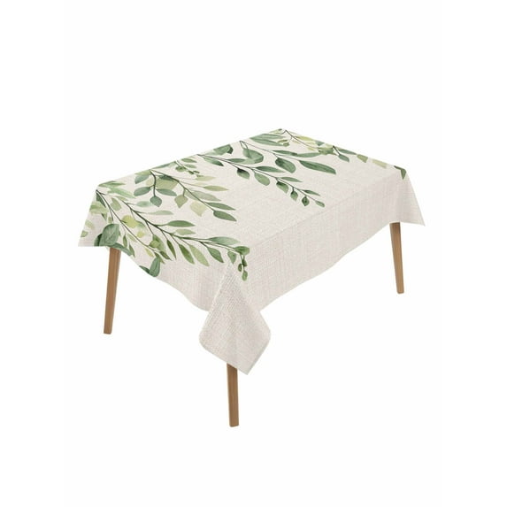 Eucalyptus Leaves Table Cloth, Sage Green Spring Botanical Rustic Waterproof Tablecloth for Rectangle Tables, Reusable Washable Fabric Table Cover for Restaurant Kitchen Dining Tables 60"x102"