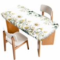 thumbnail image 1 of Eucalyptus Leaves Table Cloths for 5 Foot Rectangle Tables, Farmhouse Pastoral Flowers Plants Patio Waterproof Elastic Fitted Tablecloths, Washable Rectangular Table Cover for Camping, 1 of 8
