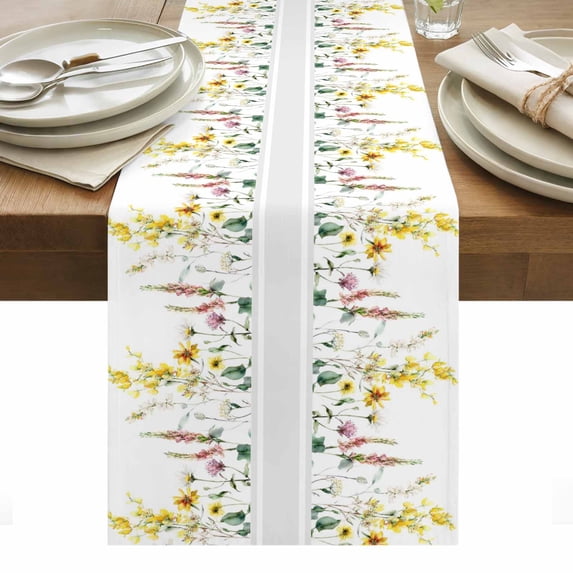 Eucalyptus Leaves Table Runner - 36 Inch Long, Kitchen Dining Table Runner Dresser Scarves, Spring Country Botanical Flowers Floral Farmhouse Decor for Coffee Tables Wedding Party Banquet