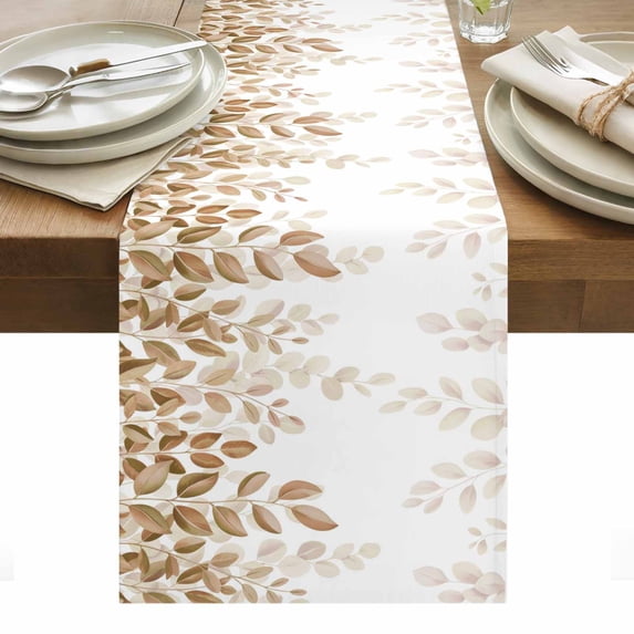 Eucalyptus Leaves Table Runner - 48 Inch Long, Kitchen Dining Table Runner Dresser Scarves, Spring Plants Country Yellow Farmhouse Decor for Coffee Tables Wedding Party Banquet