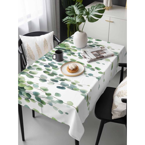 Eucalyptus Leaves Tablecloth Rectangle Table Cloths 54x108,Waterproof Outdoor Table Cloth Covers Decorative Table Protector,Summer Botanical Watercolor Washable Table Cover for Kitchen Dinning Party